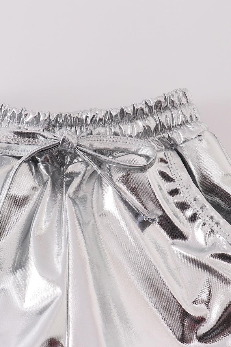 Silver laser shorts Product Image