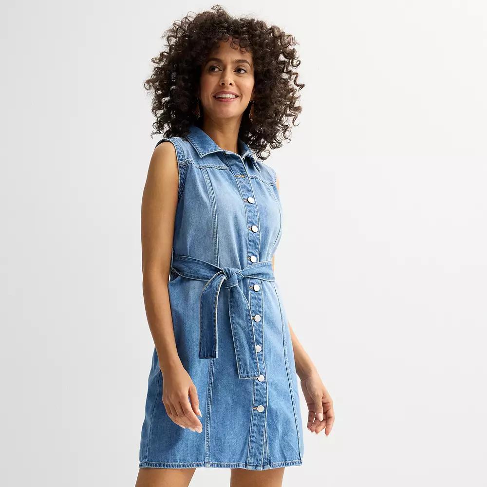 Women's Sonoma Goods For Life® Button-Front Sleeveless Denim Dress, Size: XL, Medium Light Blue Product Image