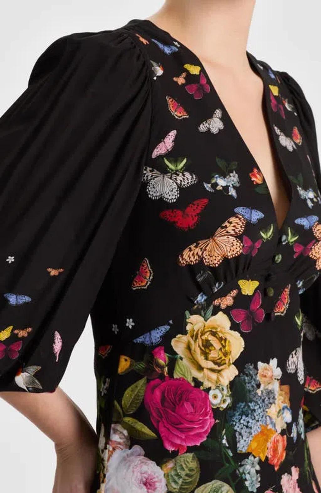 ALICE AND OLIVIA Irene Mini Dress Solar Strength Black In Multi Product Image