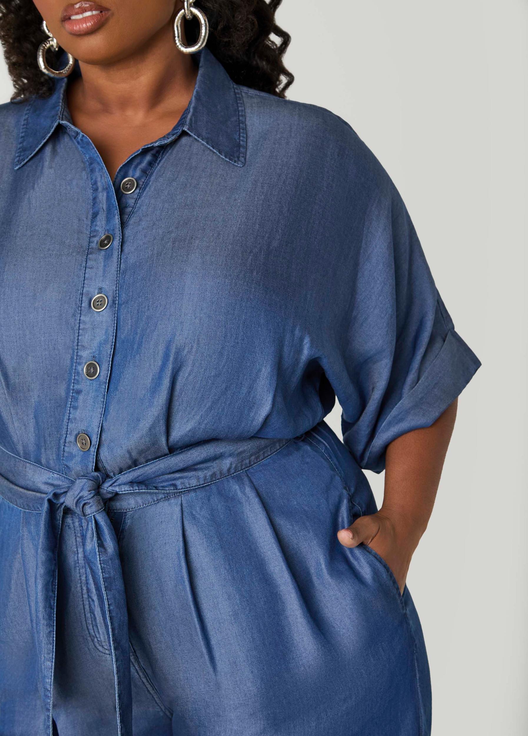 Chambray Wide Leg Jumpsuit Product Image