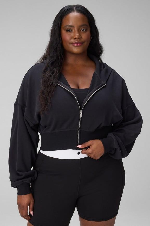 Year Round Terry Cropped Full-Zip Hoodie Product Image