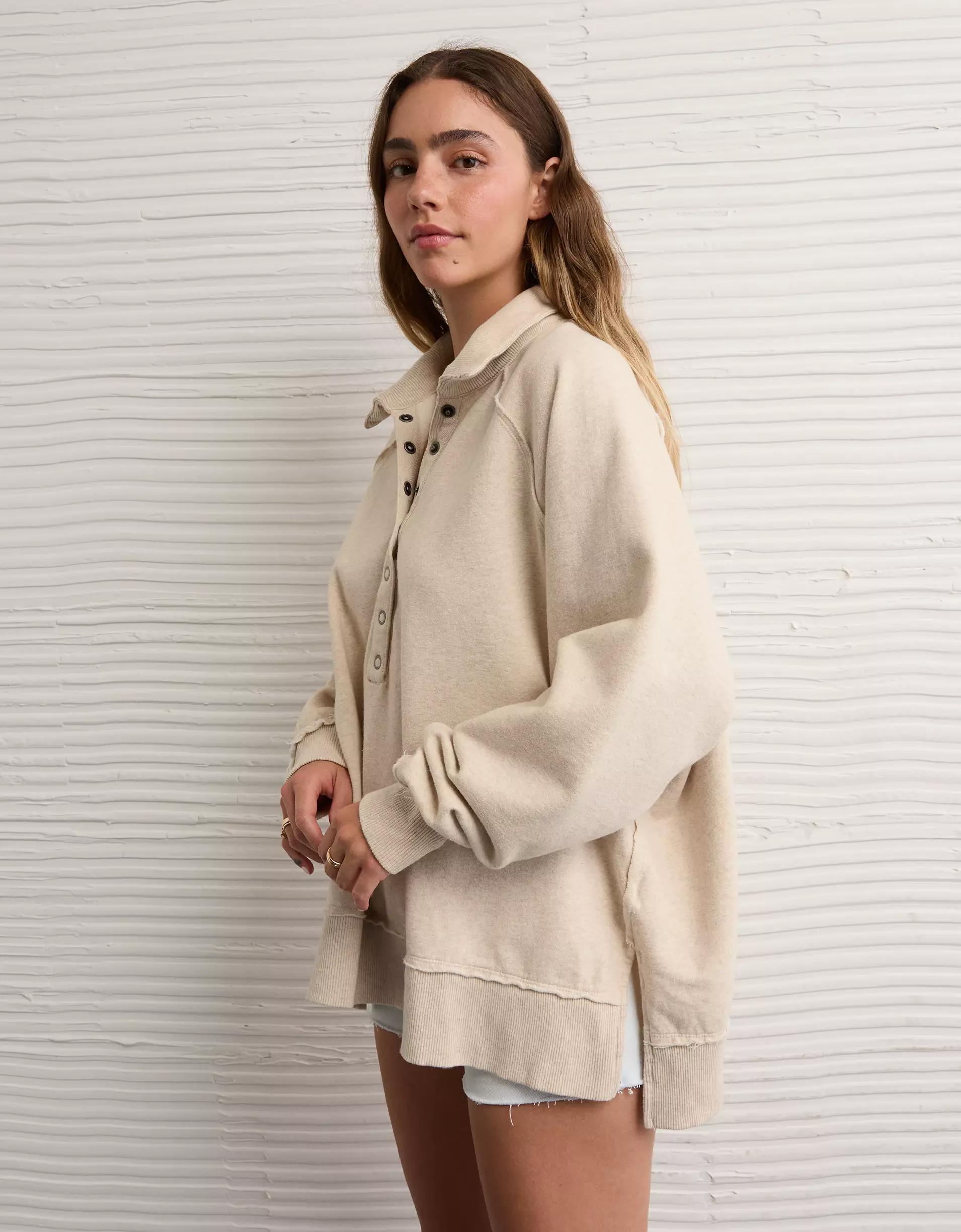 AE Big Hug Henley Sweatshirt Product Image