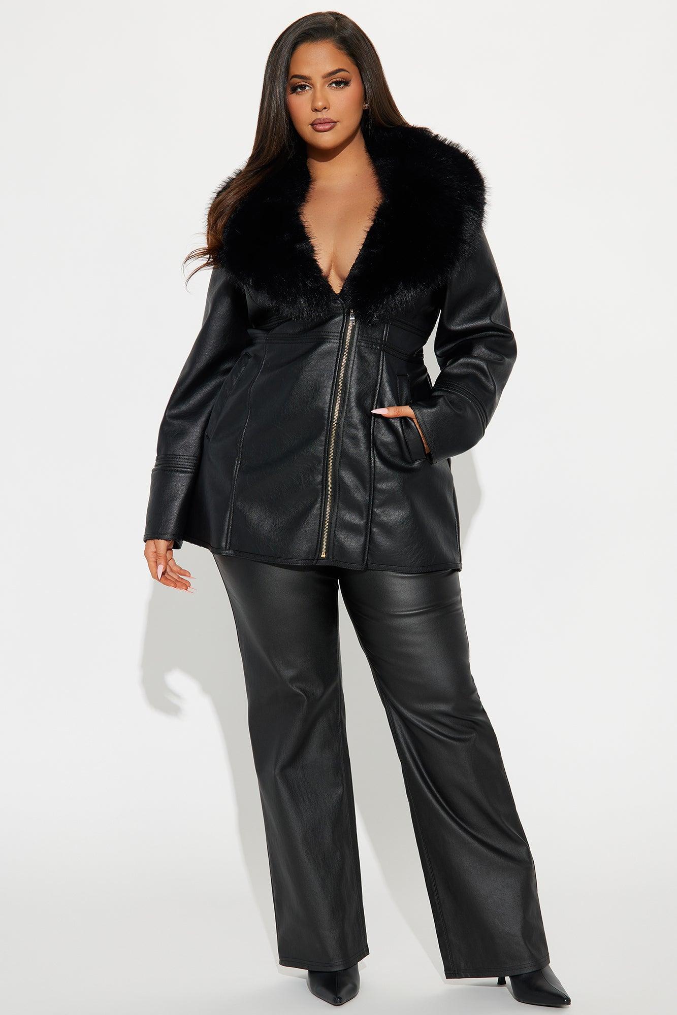 After Hour Faux Leather Coat - Black Product Image