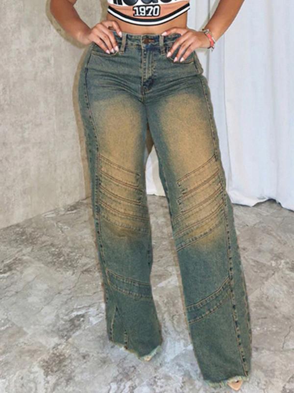 Distressed vintage blue wash Boyfriend Jeans Product Image