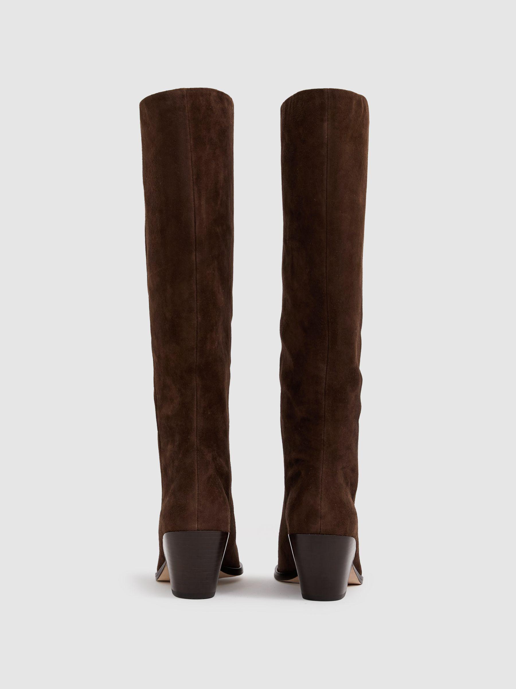 Paige Suede Knee-High Boots in Chocolate Product Image