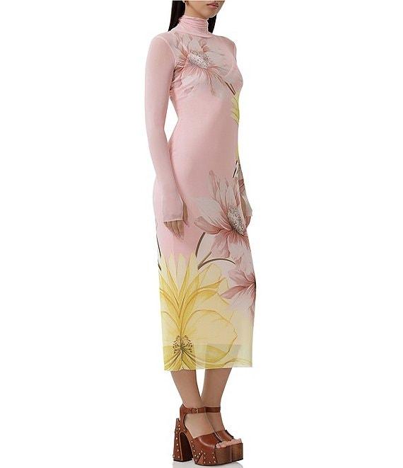 AFRM Shailene Floral Print Turtleneck Long Sleeve Midi Dress Product Image