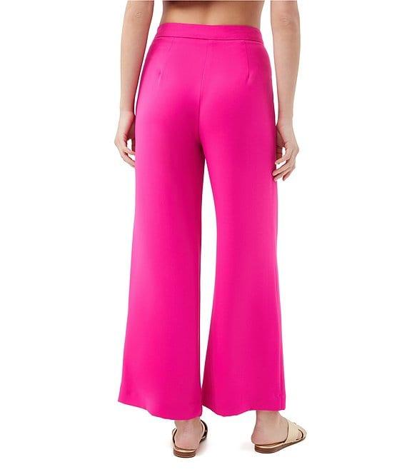 Trina Turk Verity Georgette Mid-Rise Wide Leg Ankle Pants Product Image