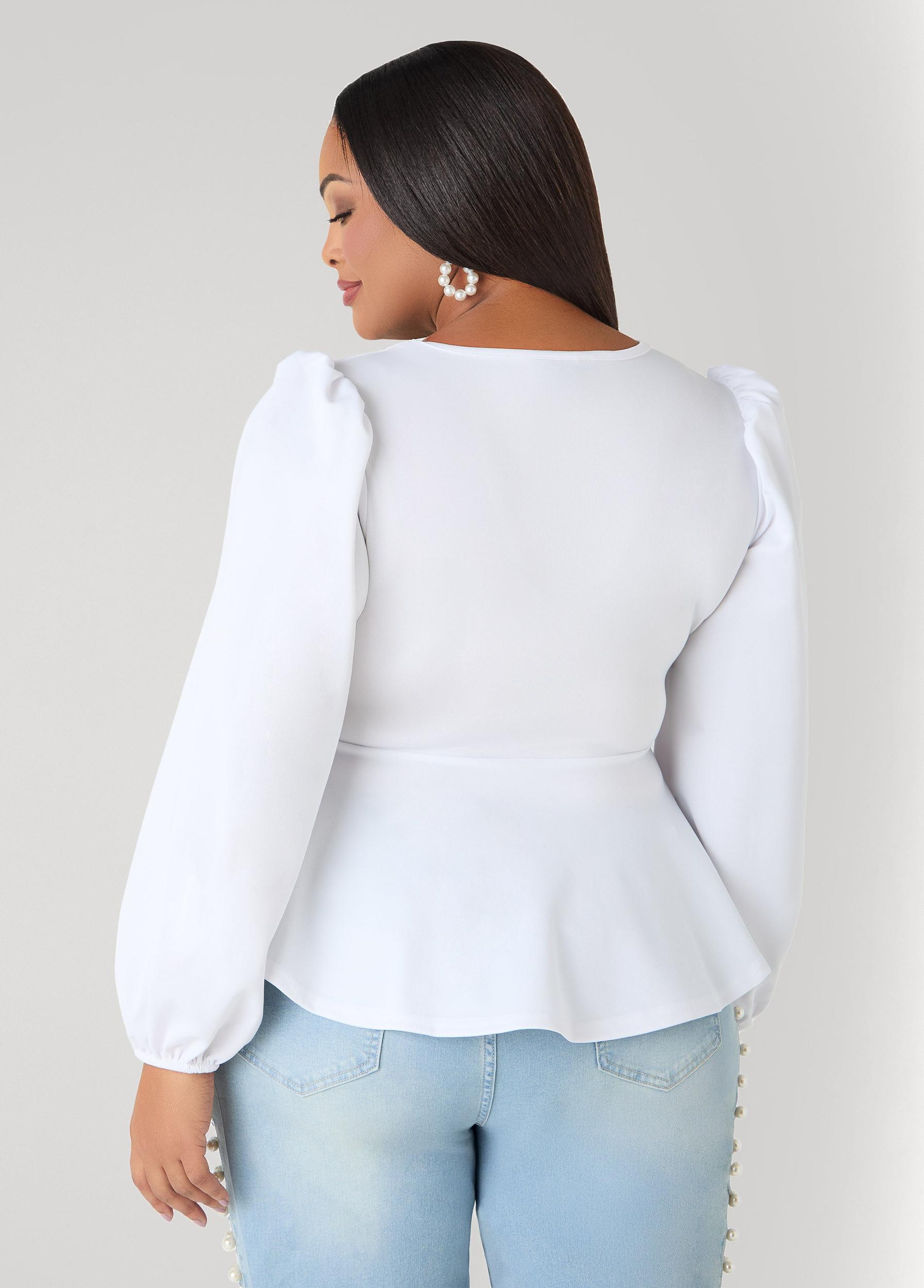Puff Sleeved Peplum Top Product Image
