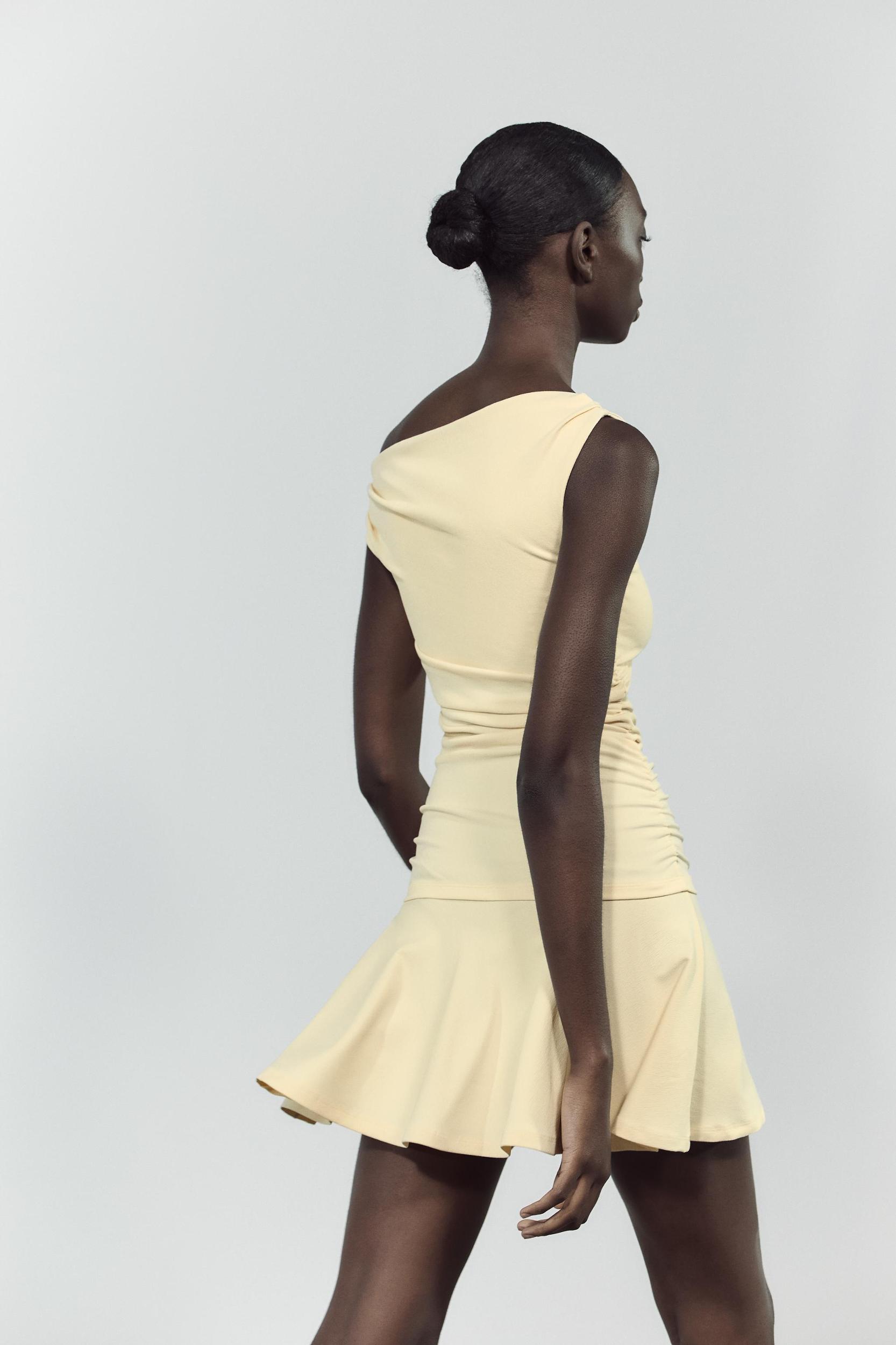 RUCHED TEXTURED DRESS Product Image