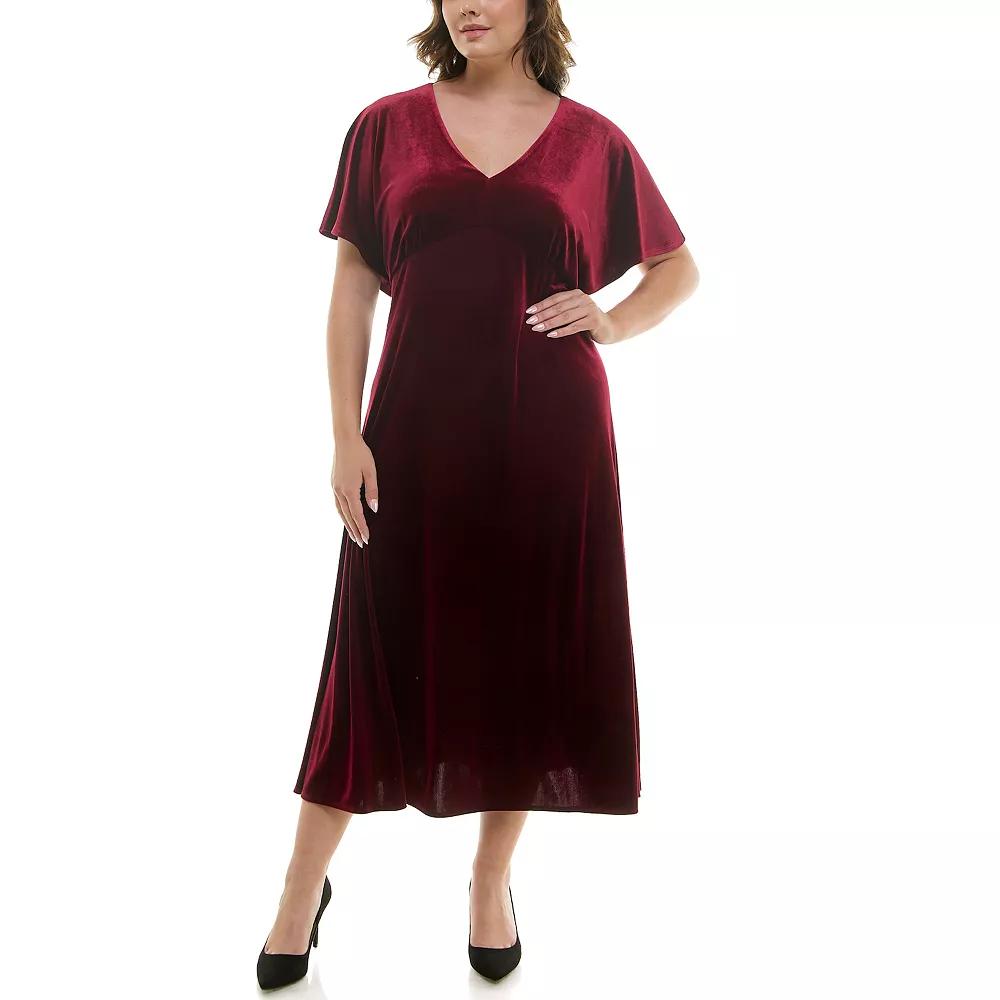 Plus Size Taylor Dolman Sleeve Stretch Velvet Dress, Women's, Size: 14 Regular, Red Product Image