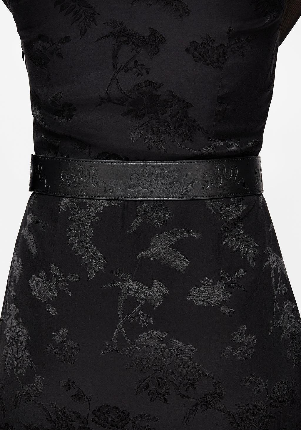 Mamba Debossed Belt With Snake Buckle - Brass Product Image