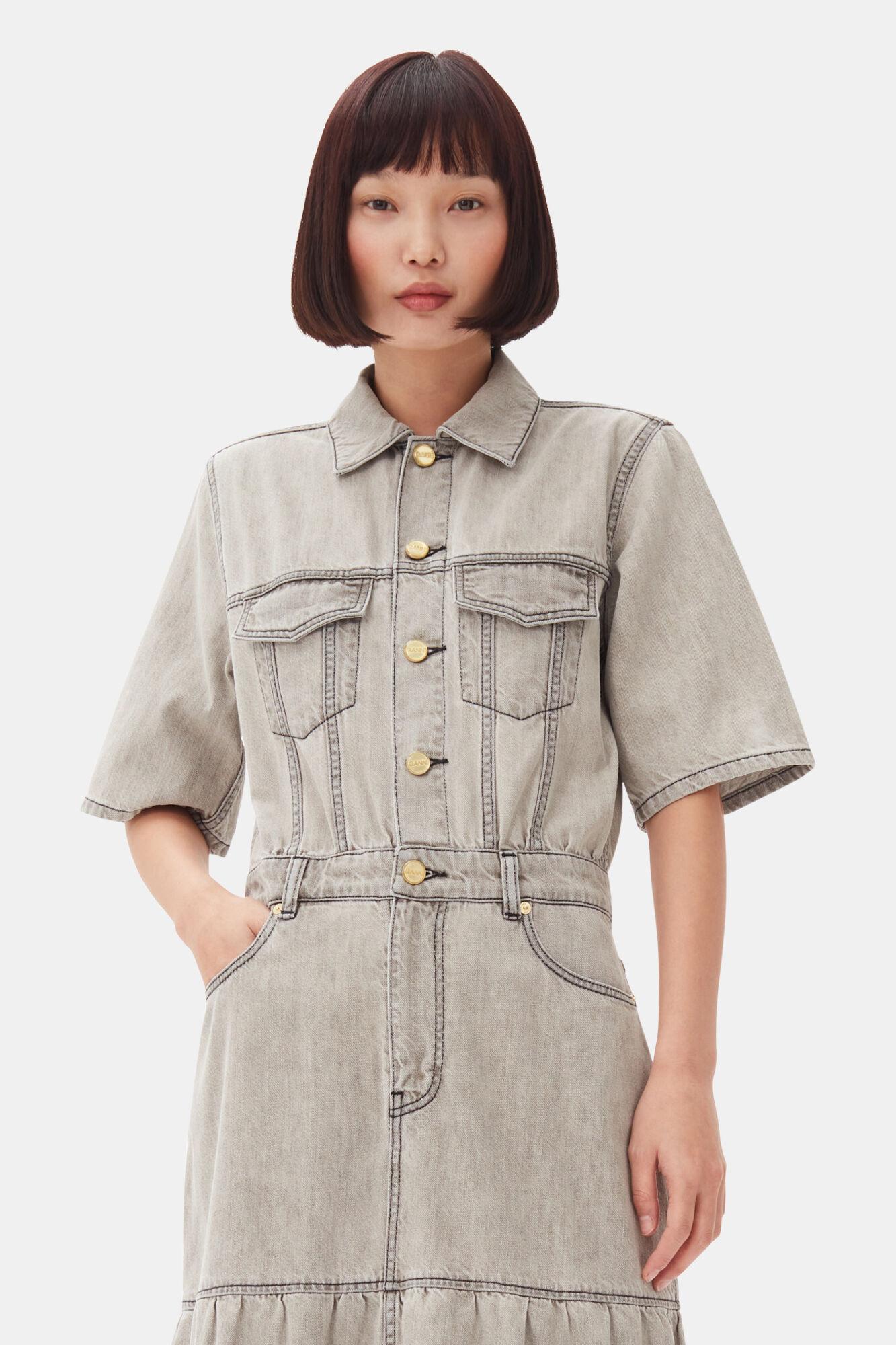 Grey Future Long Denim Dress Product Image