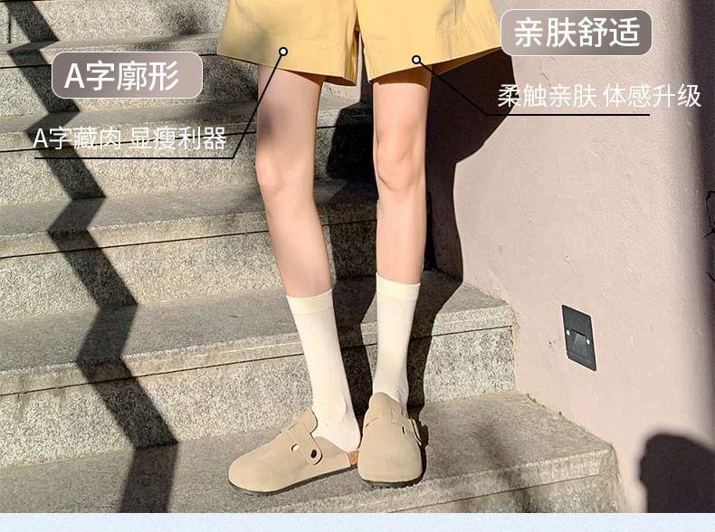 High Waist Plain Wide Leg Shorts Product Image