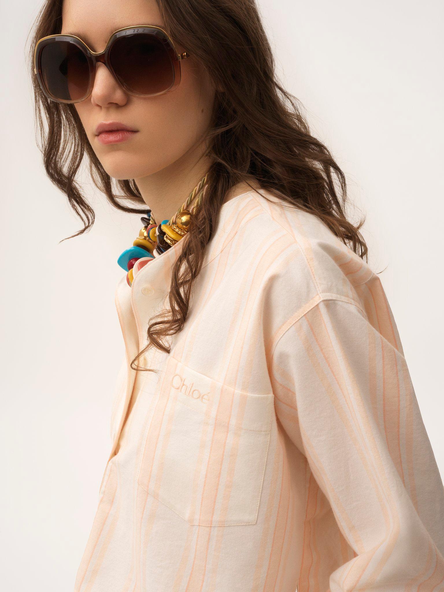 Long-sleeve cropped top in cotton Product Image