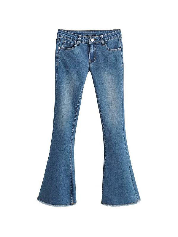 Vintage Low Rise Raw Hem Flare Jeans Product Image