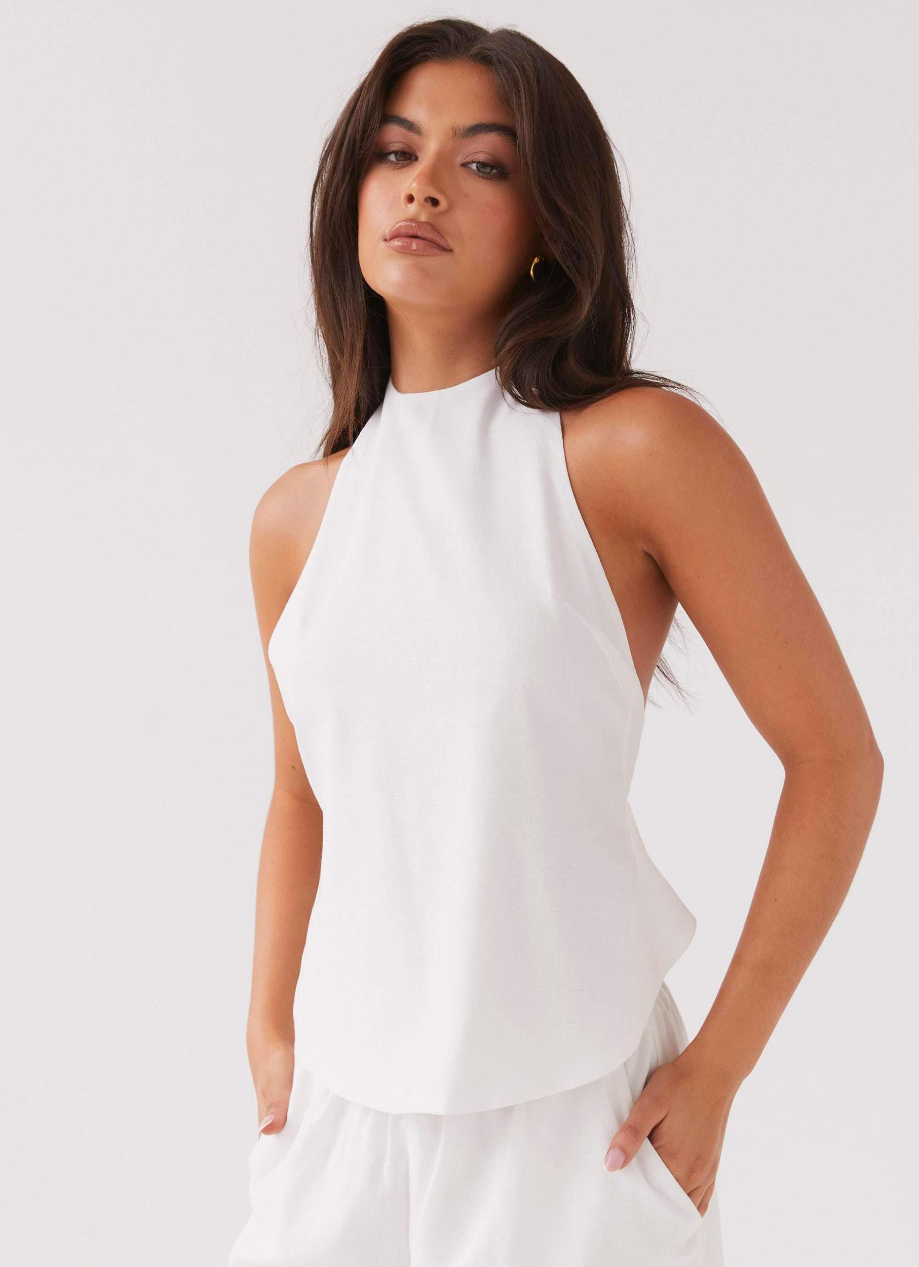 Heatwave Linen Apron Top - White Product Image