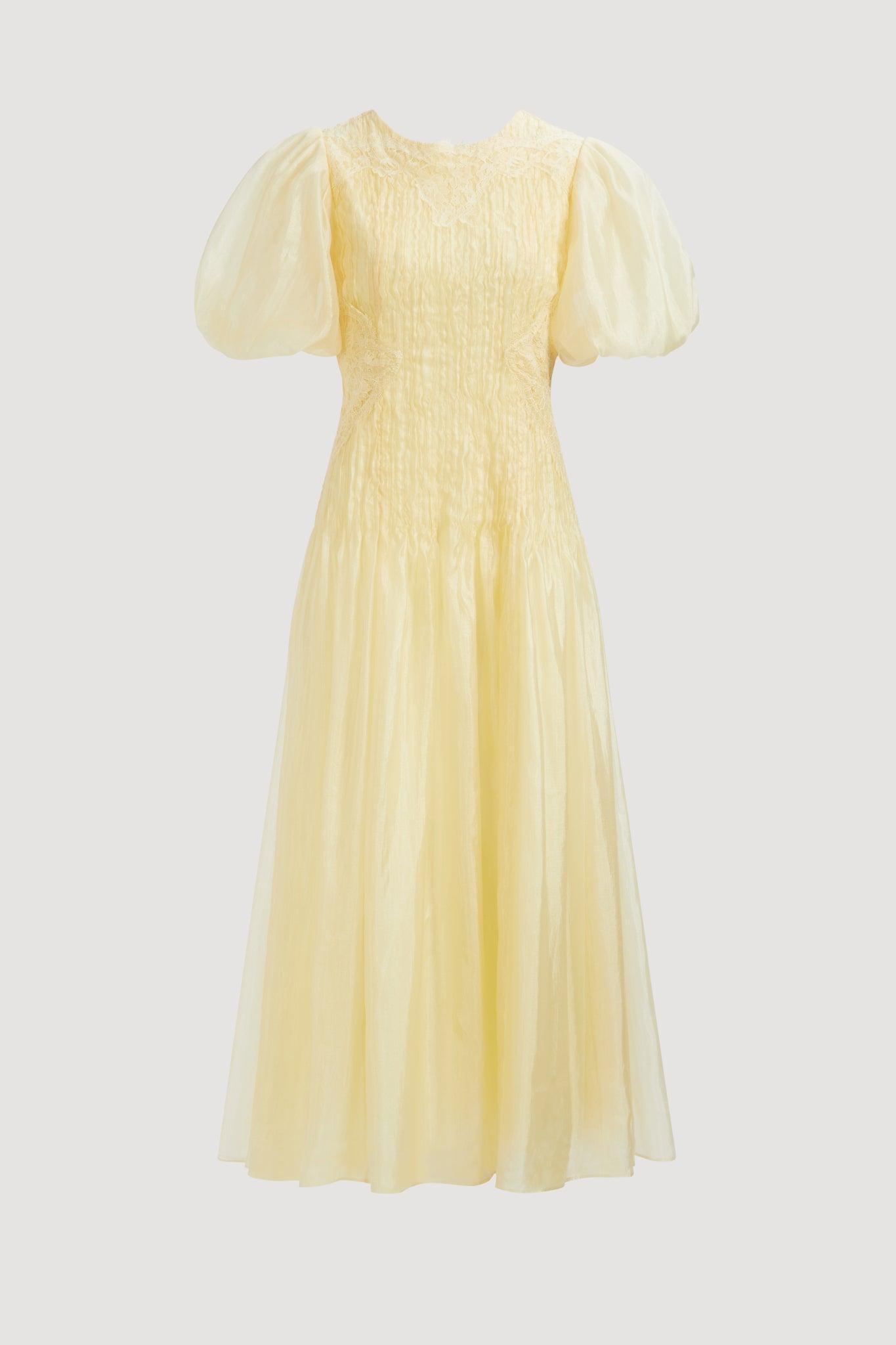 Ophelia Lace Midi Dress-BUTTER / 4 Product Image