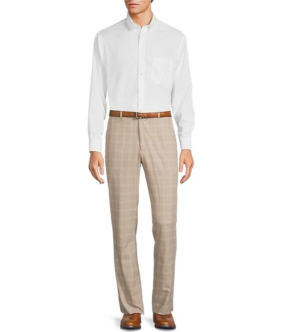Roundtree & Yorke Travel Smart Flat Front Classic Fit Textured Plaid Dress Pant Product Image