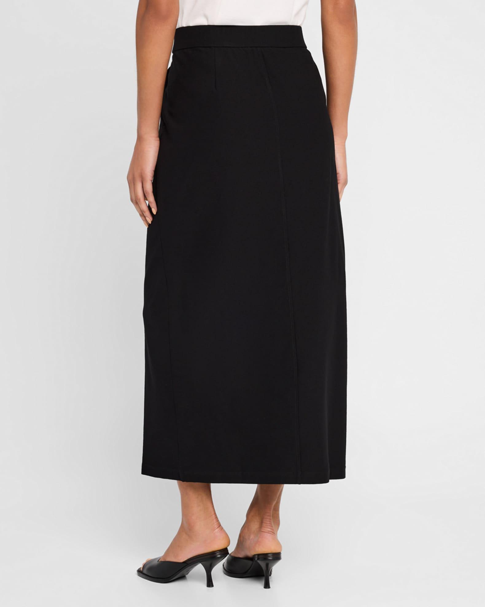 Front-Slit Washable Stretch Crepe Midi Skirt Product Image