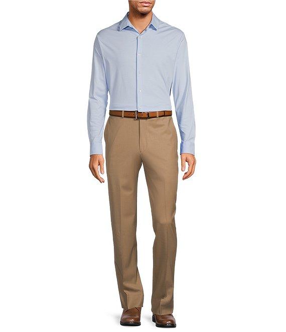 Hart Schaffner Marx Chicago Classic Fit Tan Pre-Tailored Flat Front Super Stretch Dress Pants Product Image