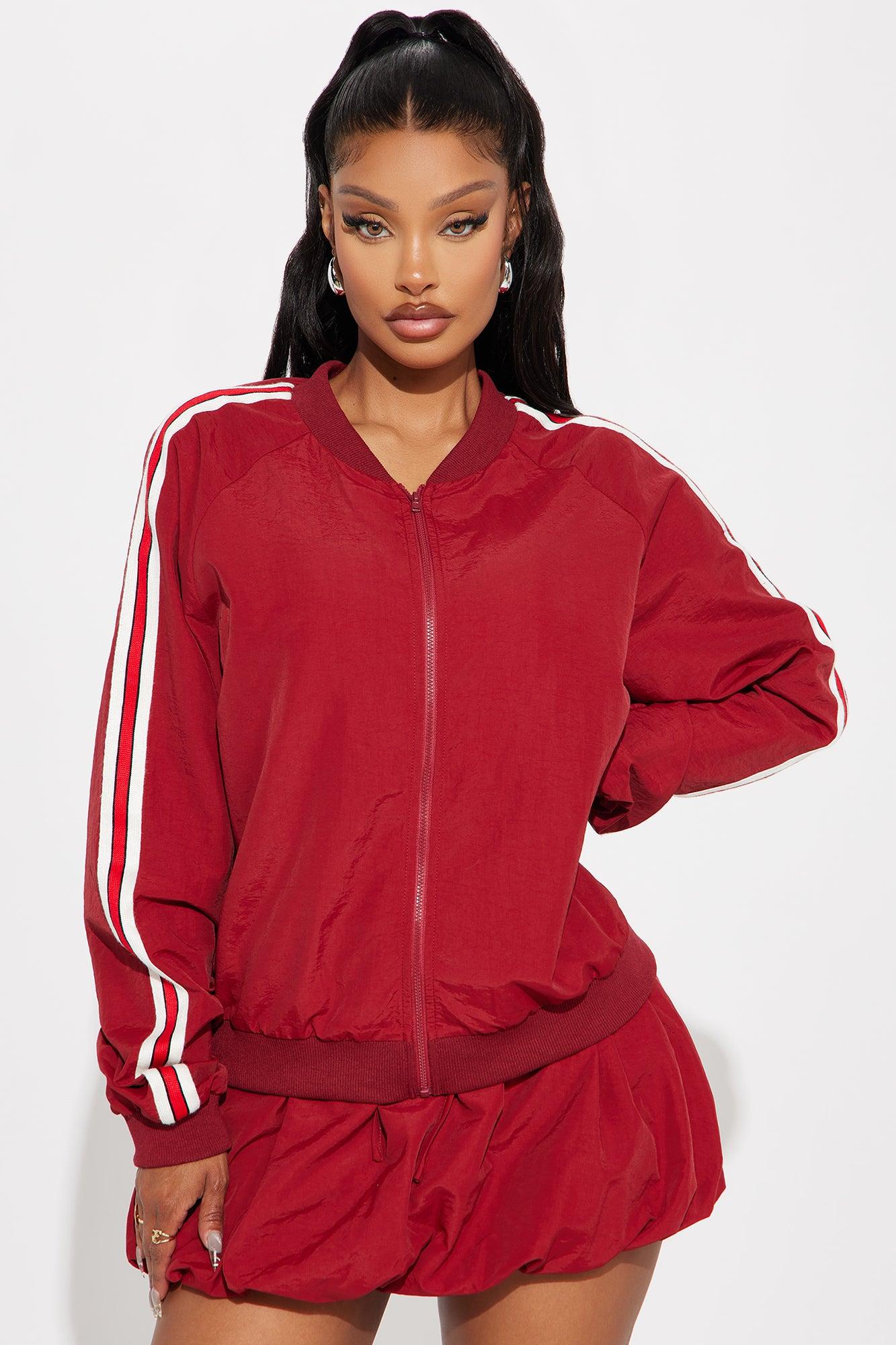 Sporty Bubble Hem Skirt Set - Red Product Image