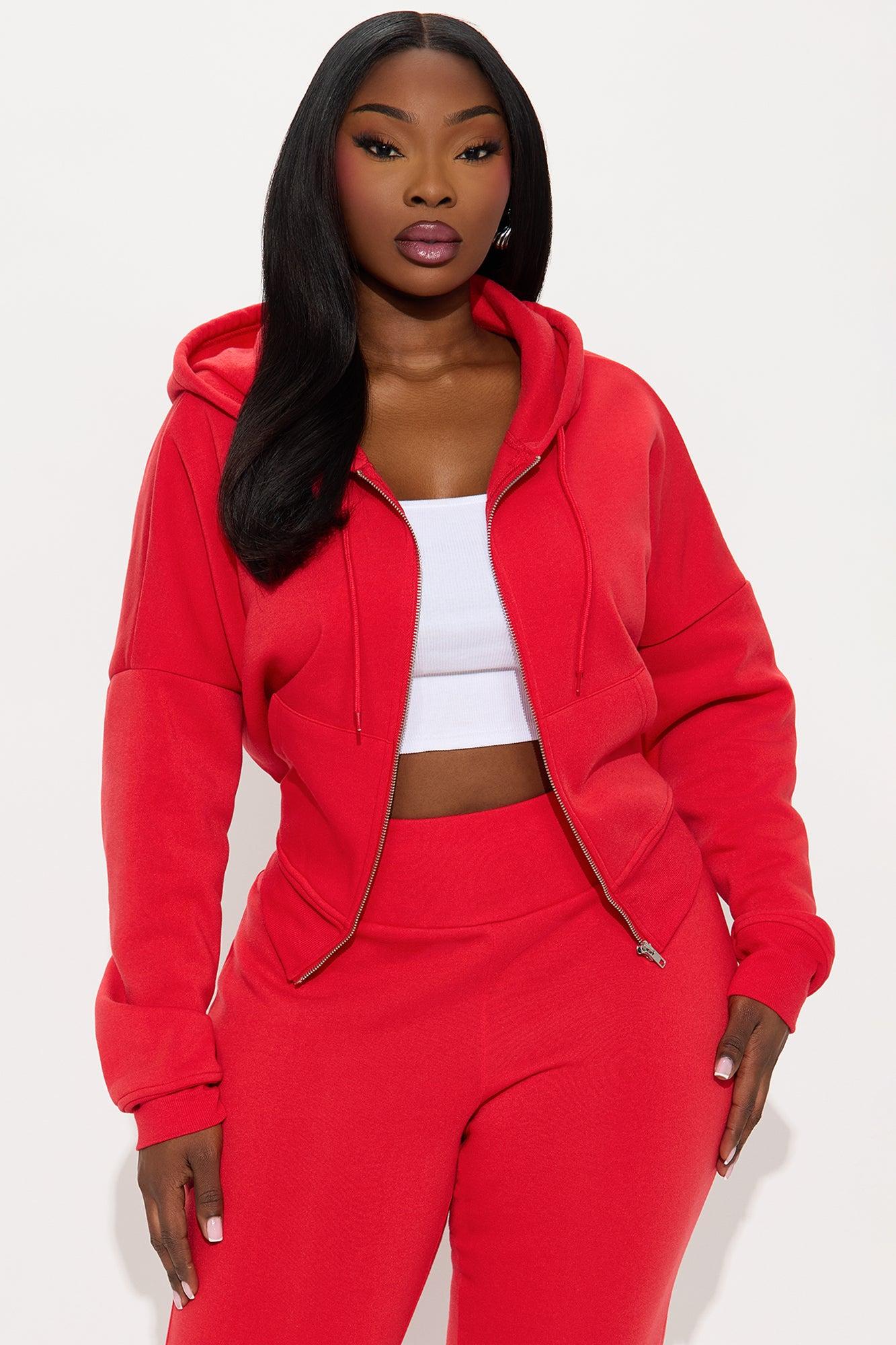 Chill Day Ahead Fleece Pant Set - Red Female Product Image