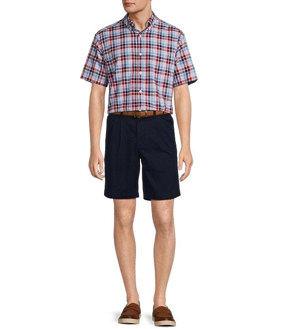 Roundtree & Yorke Short Sleeve Large Plaid Oxford Sport Shirt Product Image