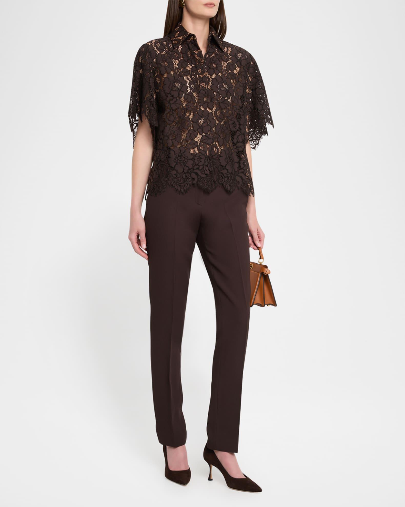 Large Floral Lace Collared Shirt Product Image