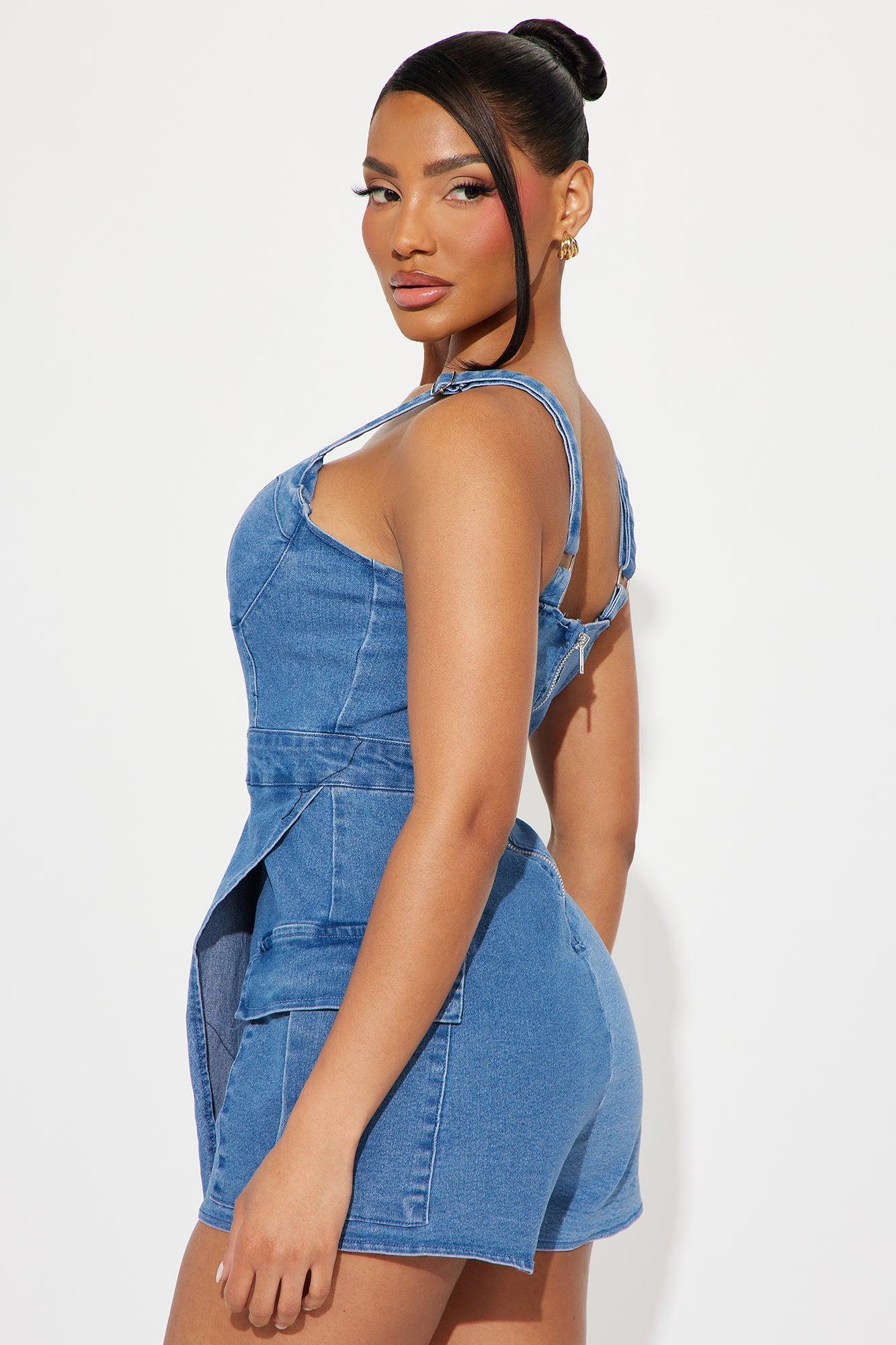 Michelle Denim Romper - Light Wash Product Image