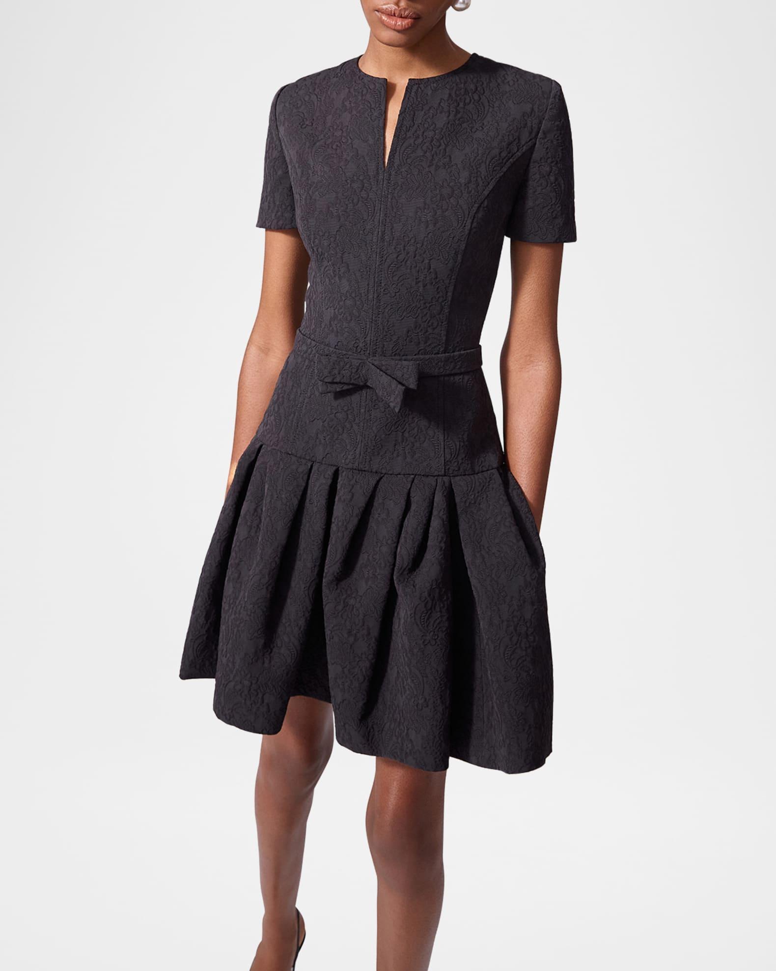 Floral Jacquard Short-Sleeve Mini Dress Product Image