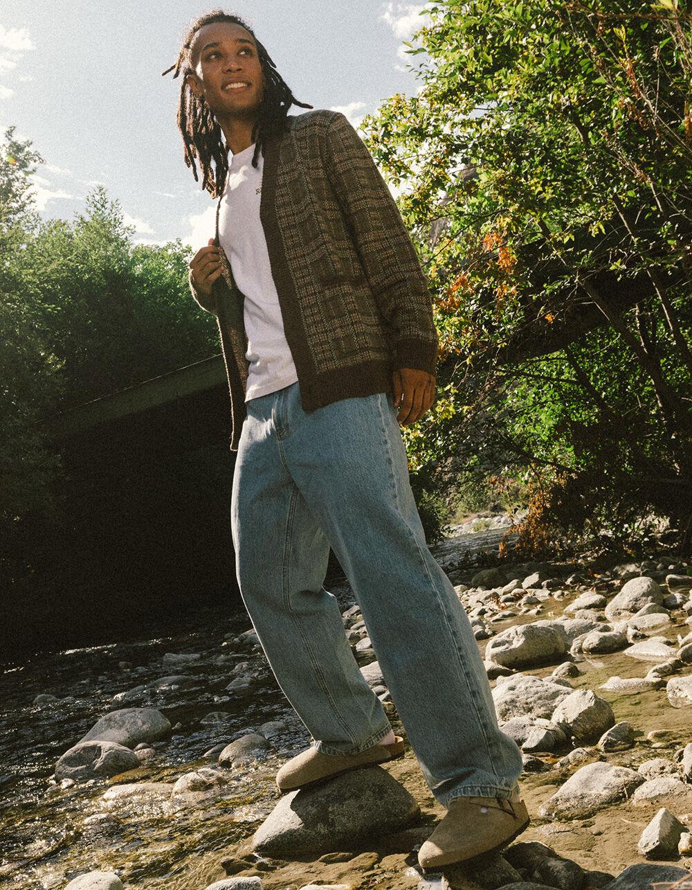 RHYTHM Mohair Criss Mens Cardigan - GREEN COMBO Product Image