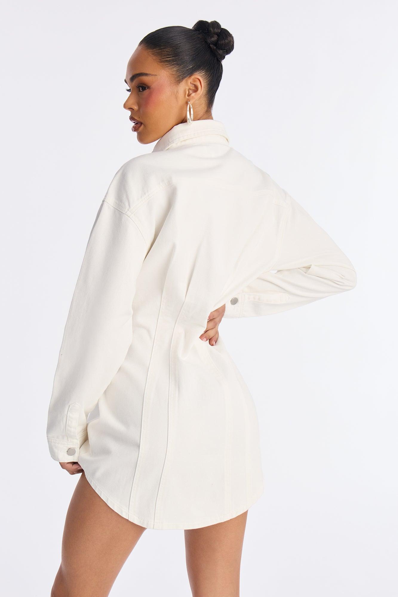 Alessandra Denim Mini Dress - White Female Product Image