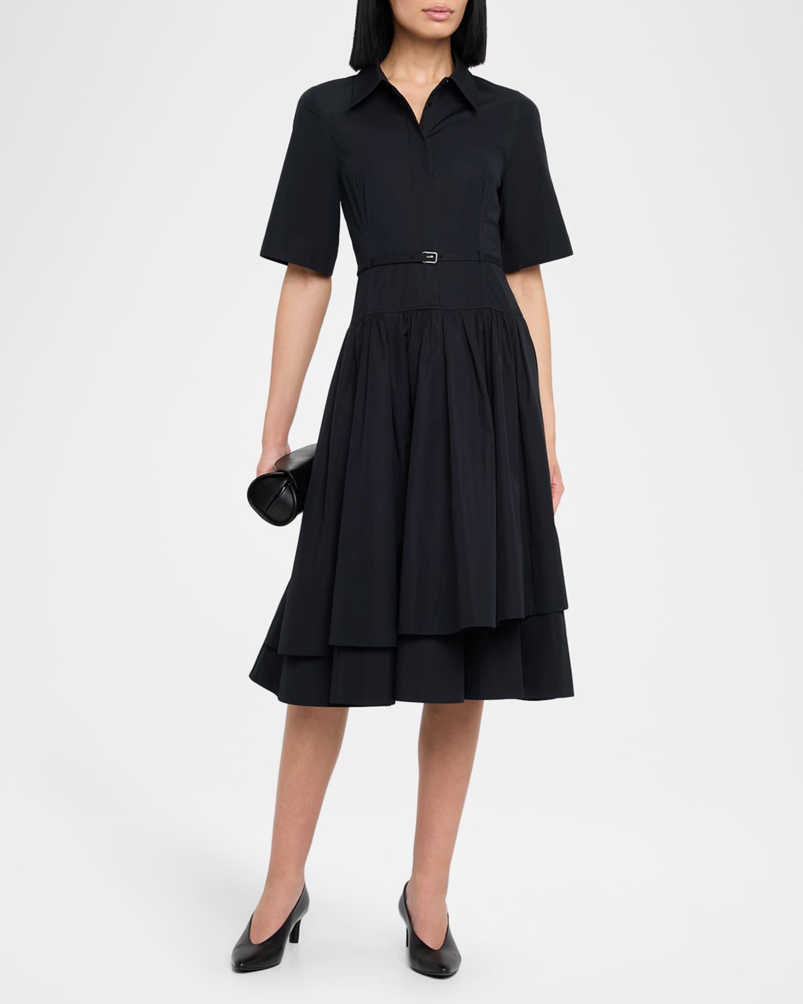 Short-Sleeve Belted A-line Dress Product Image