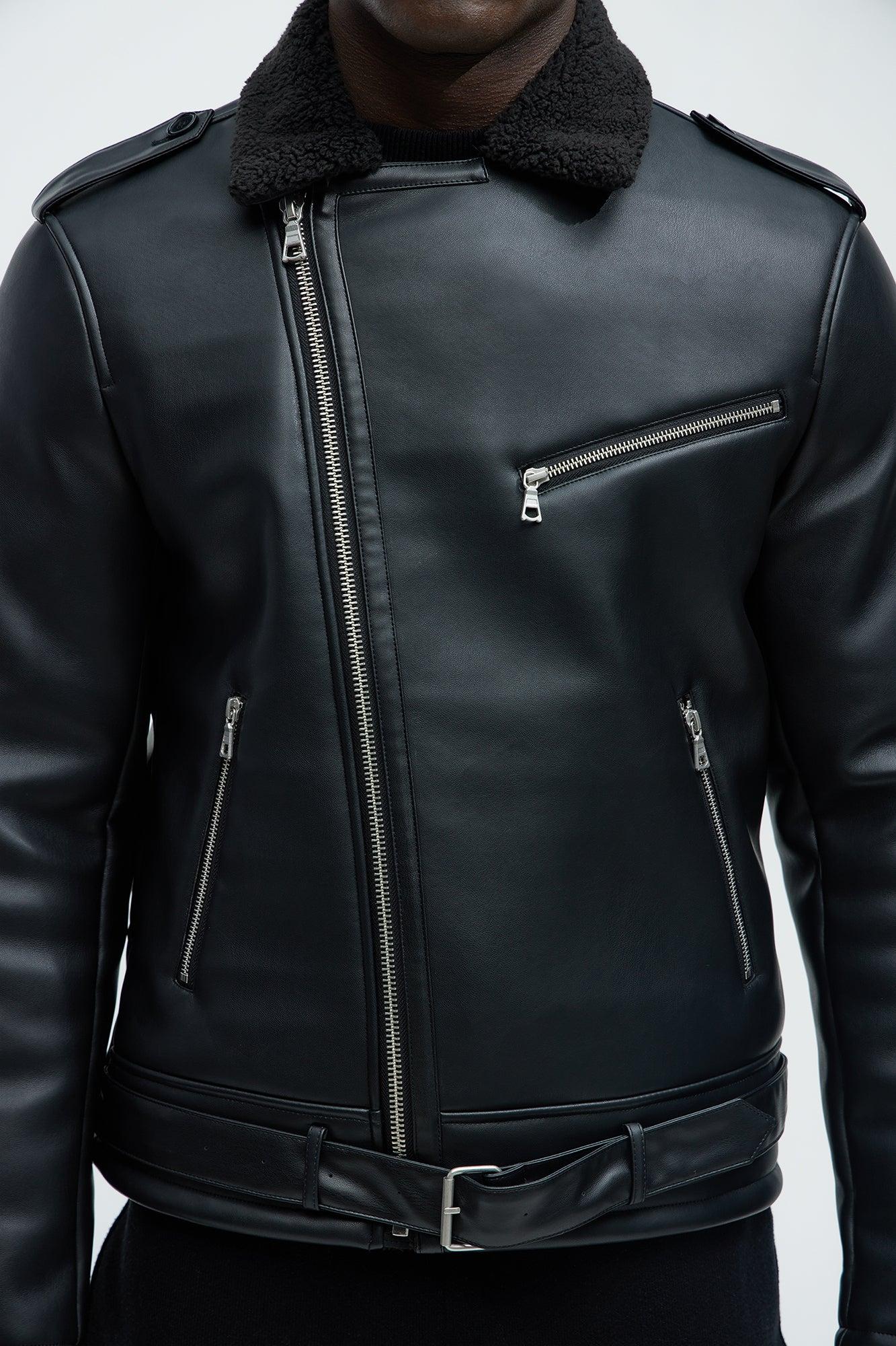 Knuckle Head Faux Leather Moto Jacket - Black Product Image