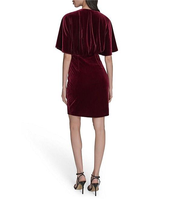Eliza J Velvet V-Neck Dolman Sleeve Wrap Mini Dress Product Image