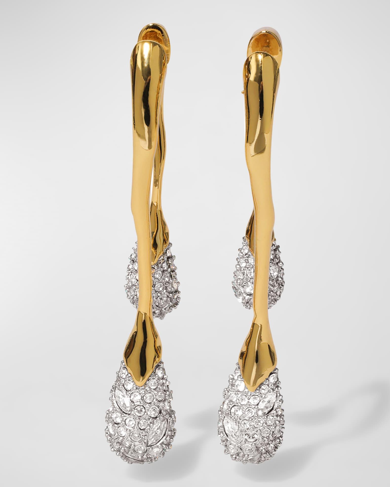 Solanales Front-Back Double Drop Crystal Earrings Product Image