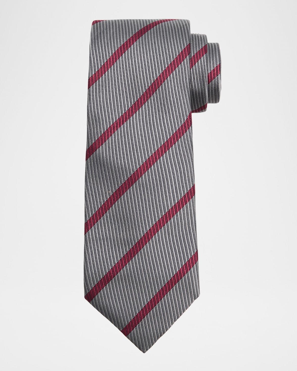 Mens Silk and Cotton Regimental Stripe Tie Product Image