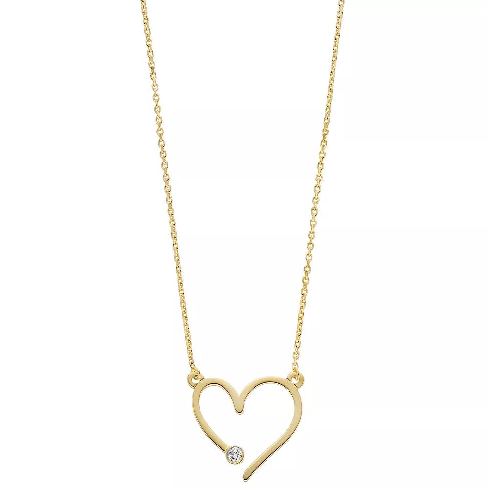 14k Gold Diamond Accent Open Heart Link Necklace, Women's, Size: 18" Product Image