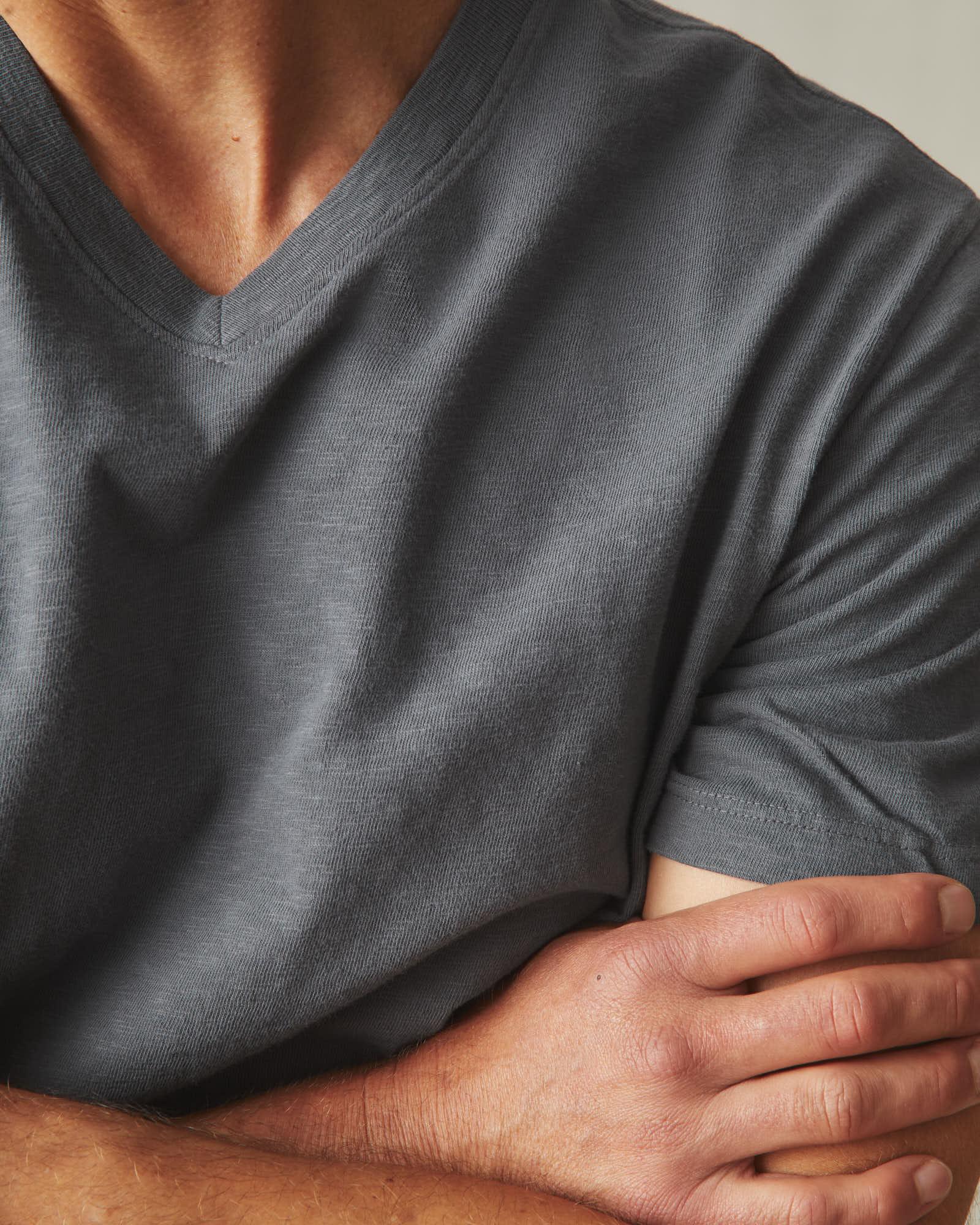 Men's Premium Slub V-Neck Tee - Iron Male Product Image