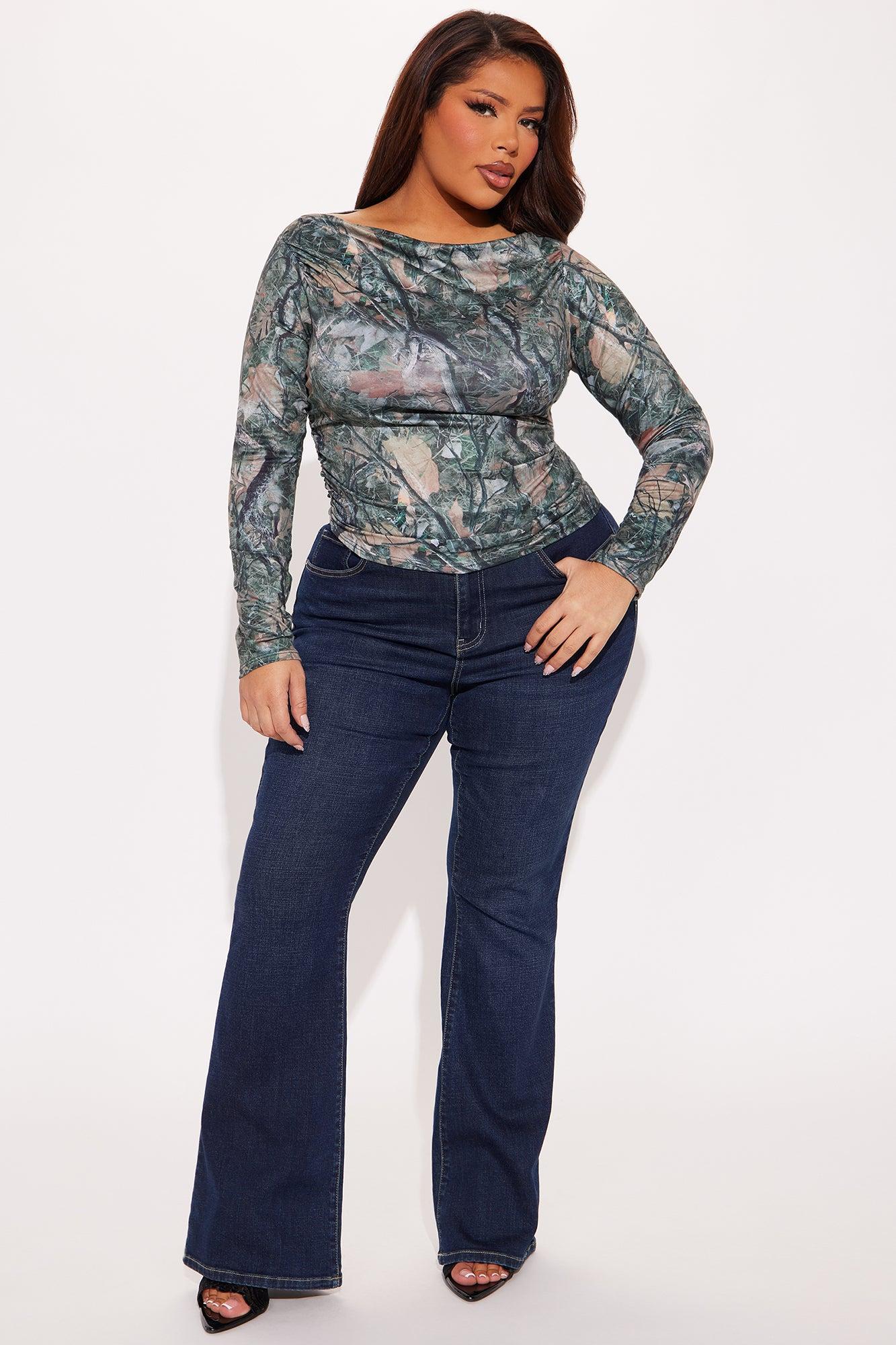 In The Woods Boat Neck Camo Top - Camouflage Product Image