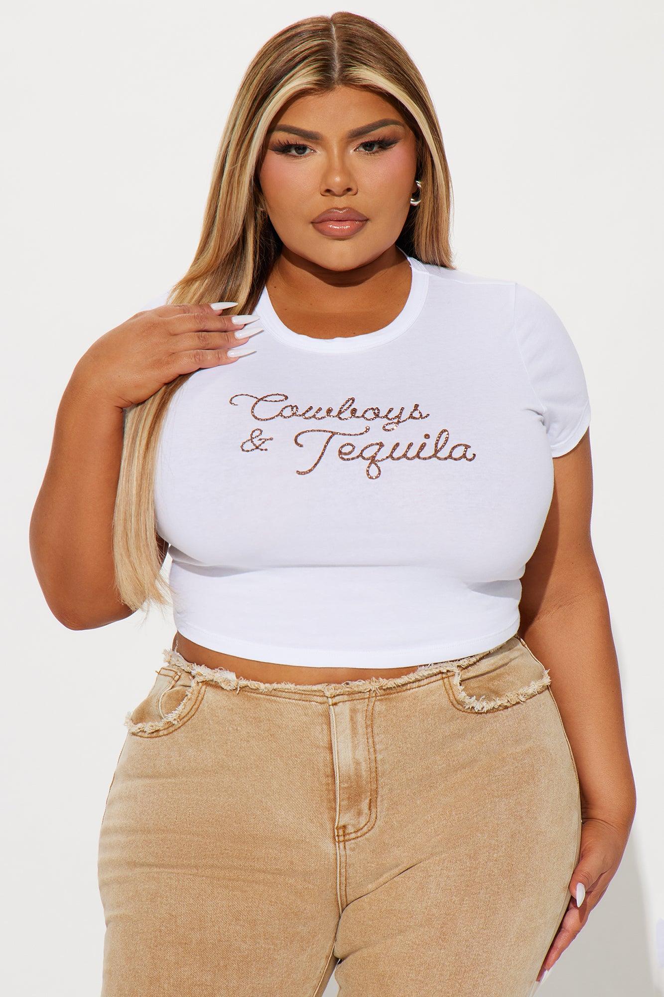 Cowboys & Tequila Crop Top - White Product Image