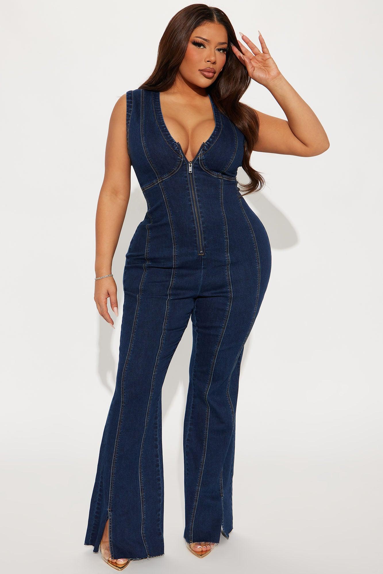 Nashville Nights Denim Jumpsuit - Dark Wash Product Image
