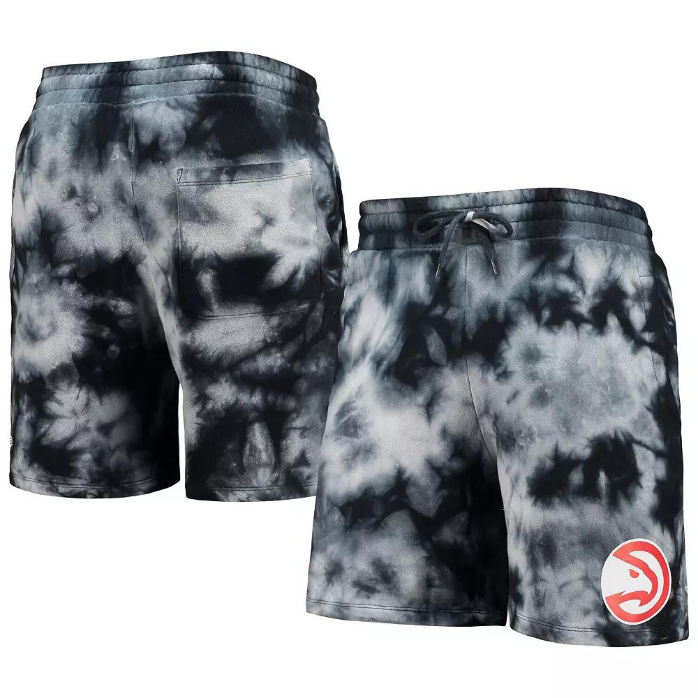 Men's New Era Black Atlanta Hawks Fleece Tie-Dye Shorts, Size: 2XL Product Image