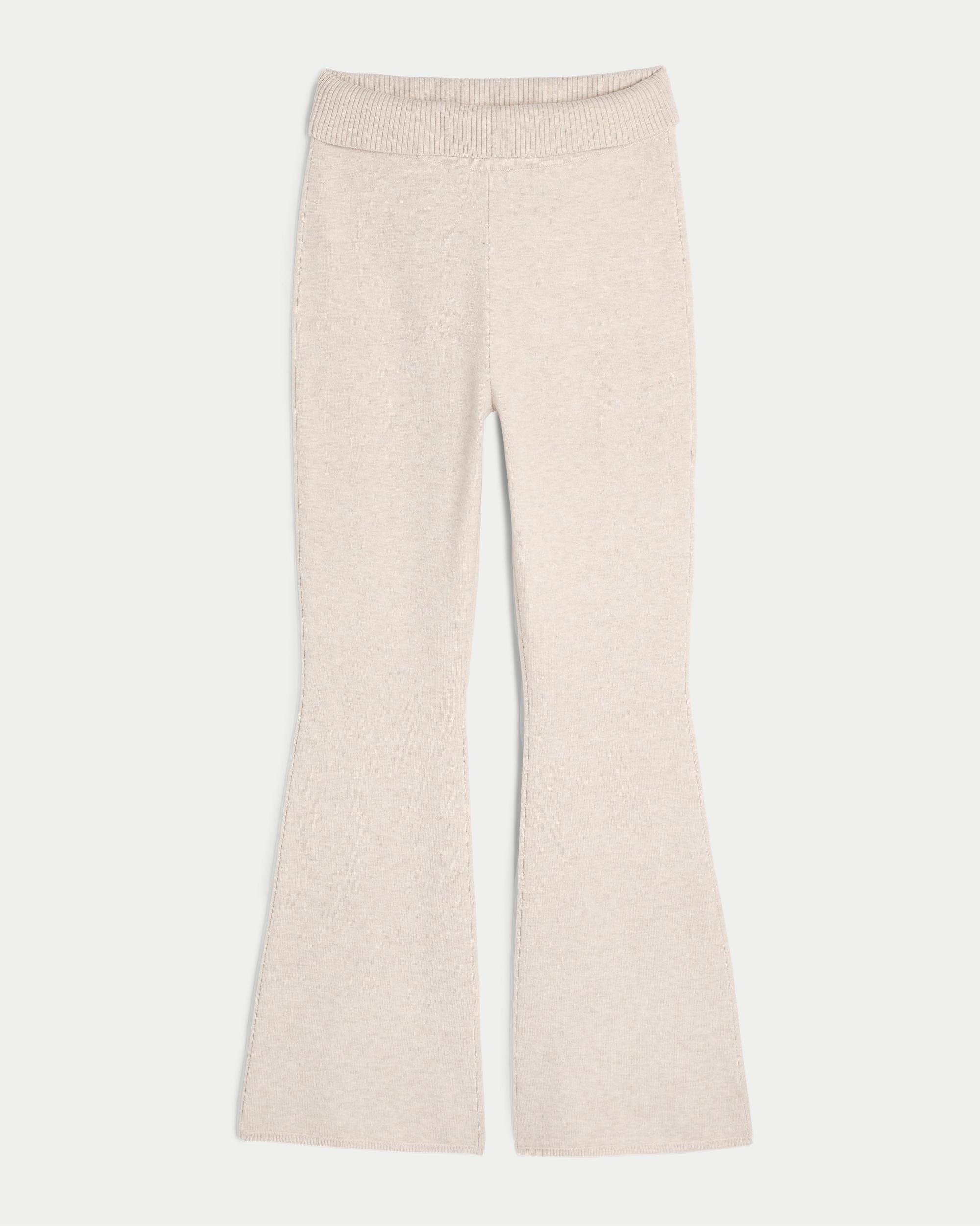 Gilly Hicks Sweater-Knit Foldover Waist Flare Pants Product Image