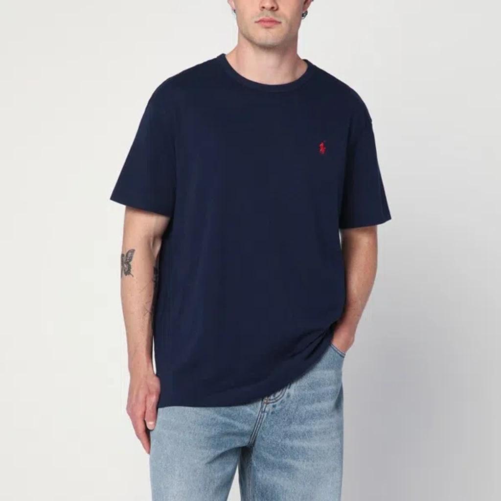 POLO RALPH LAUREN Slim-fit Logo-embroidered Cotton-jersey T-shirt In Navy Product Image