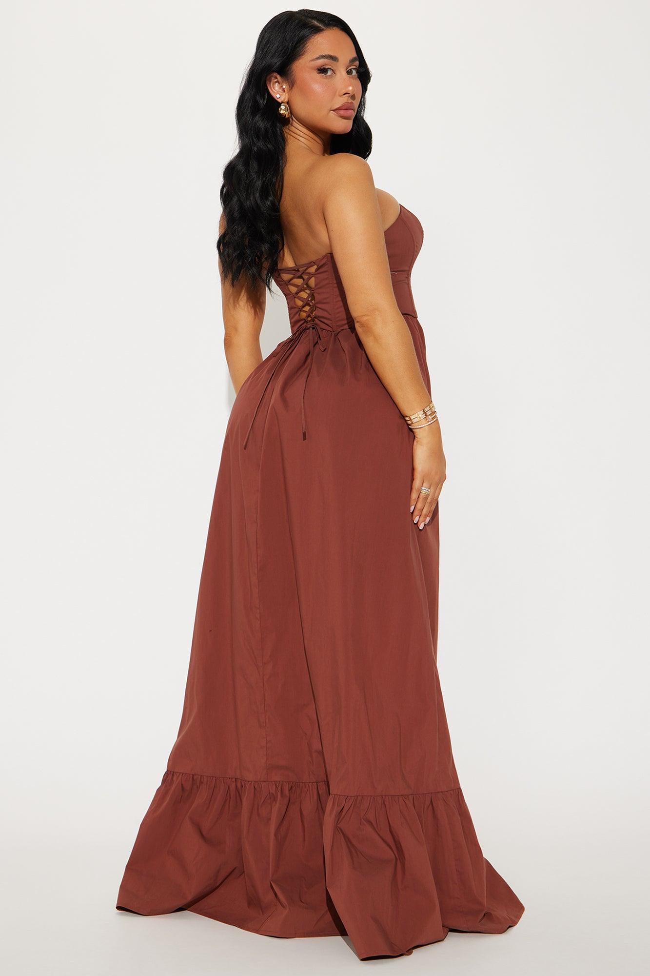Jolene Poplin Maxi Dress - Chocolate Product Image