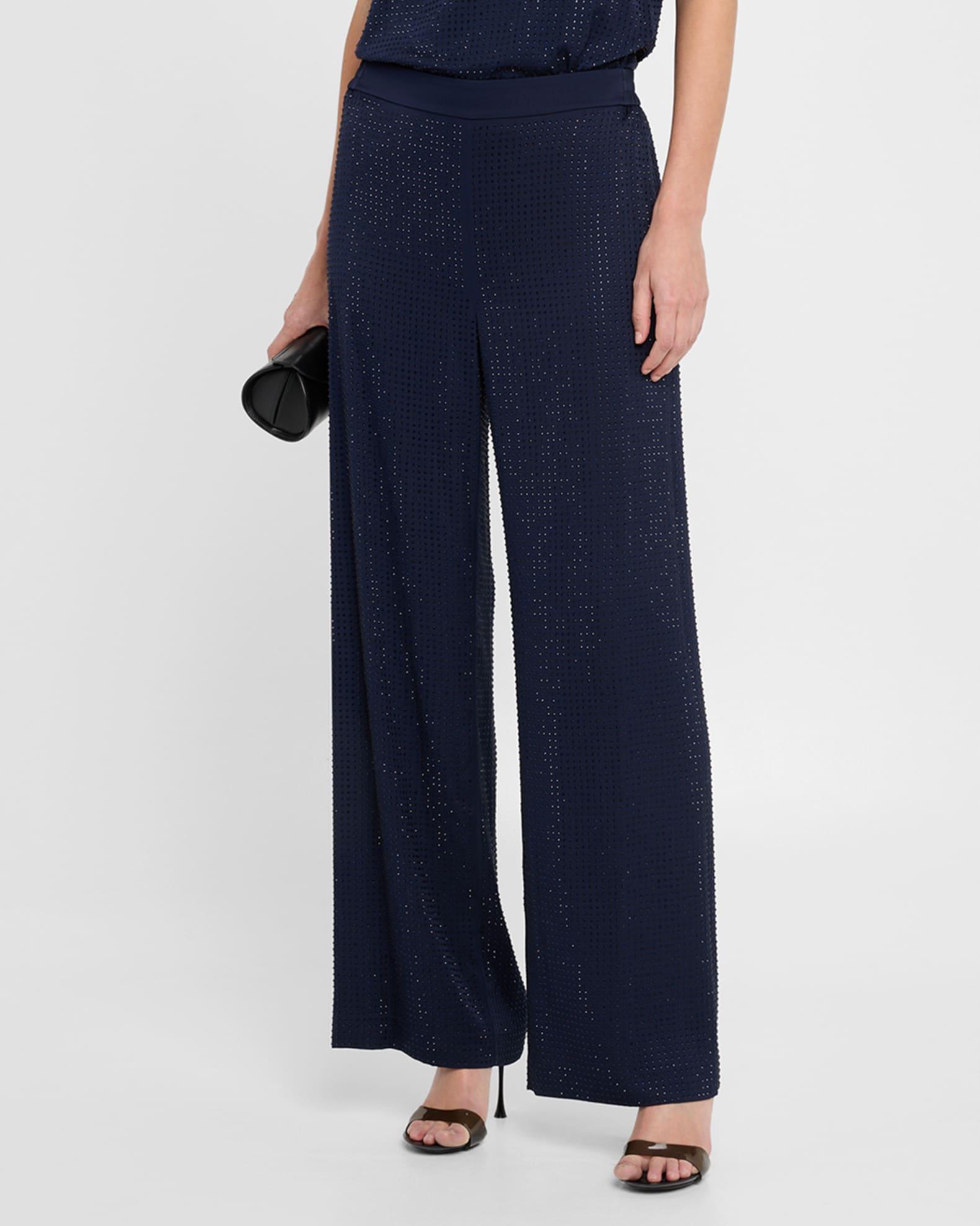 Wide-Leg Rhinestone Pants Product Image