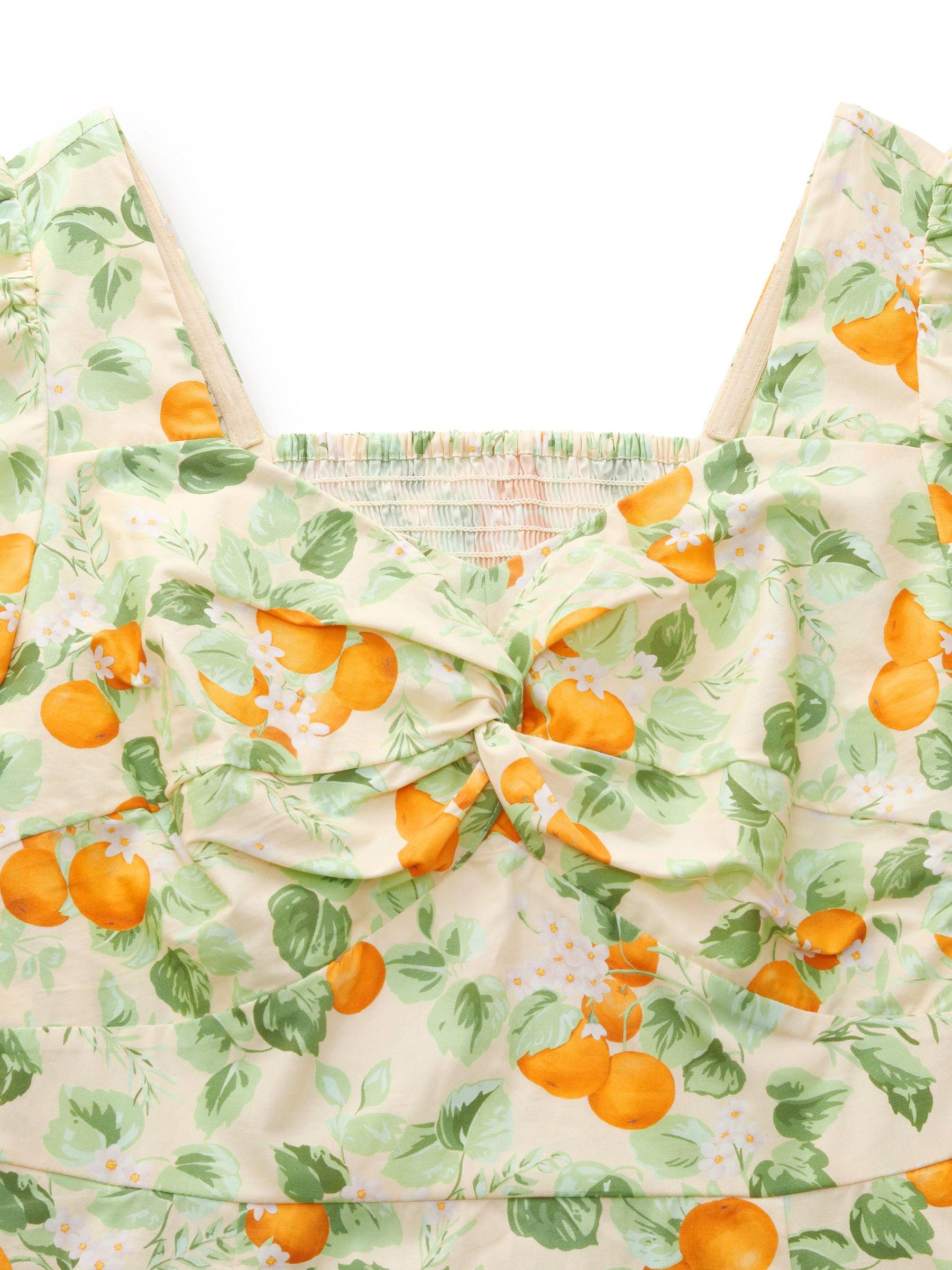 Cotton Floral Print Twist Front Women Midi Dress Product Image