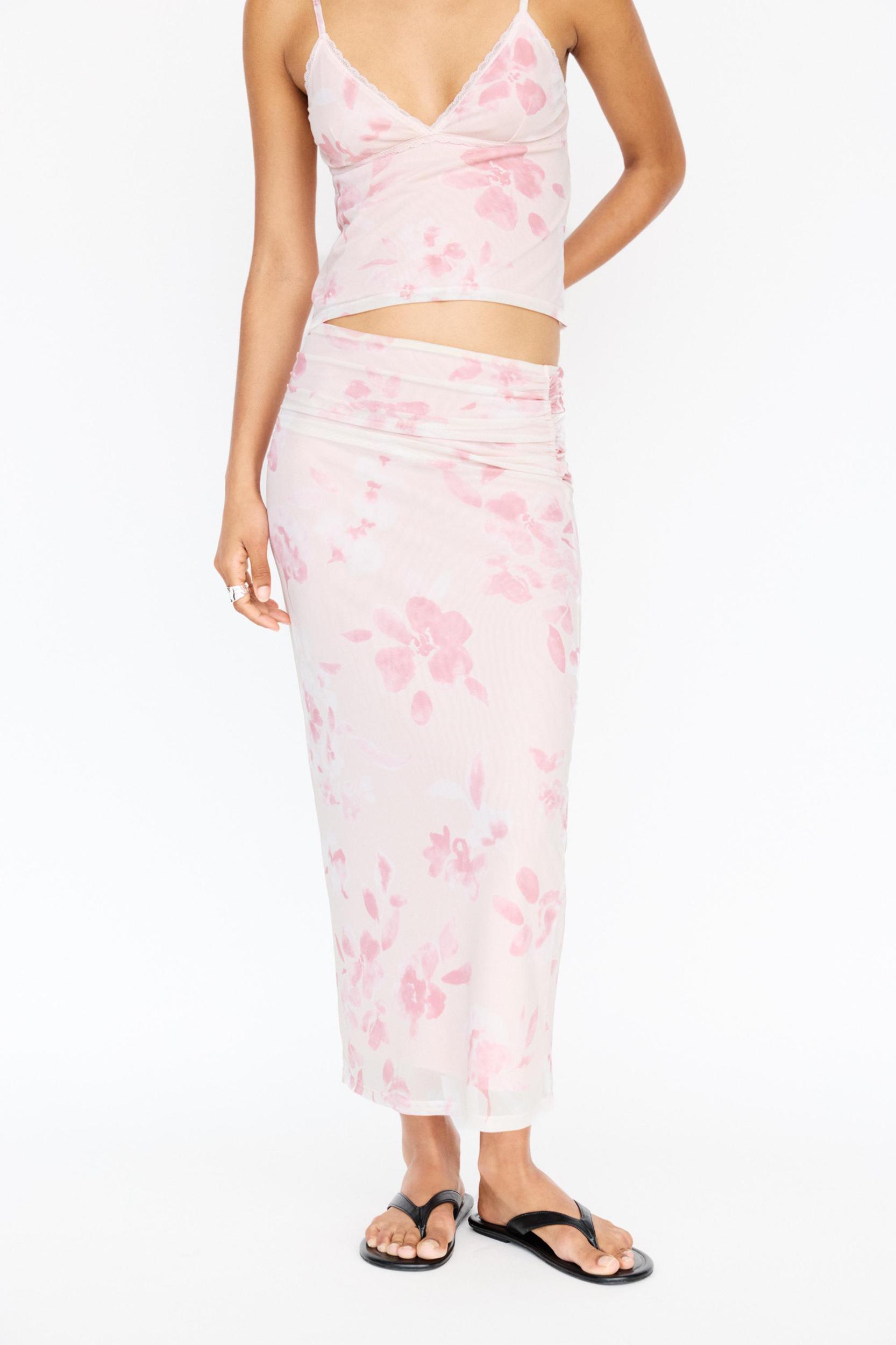 Floral midi skirt with gathering Product Image