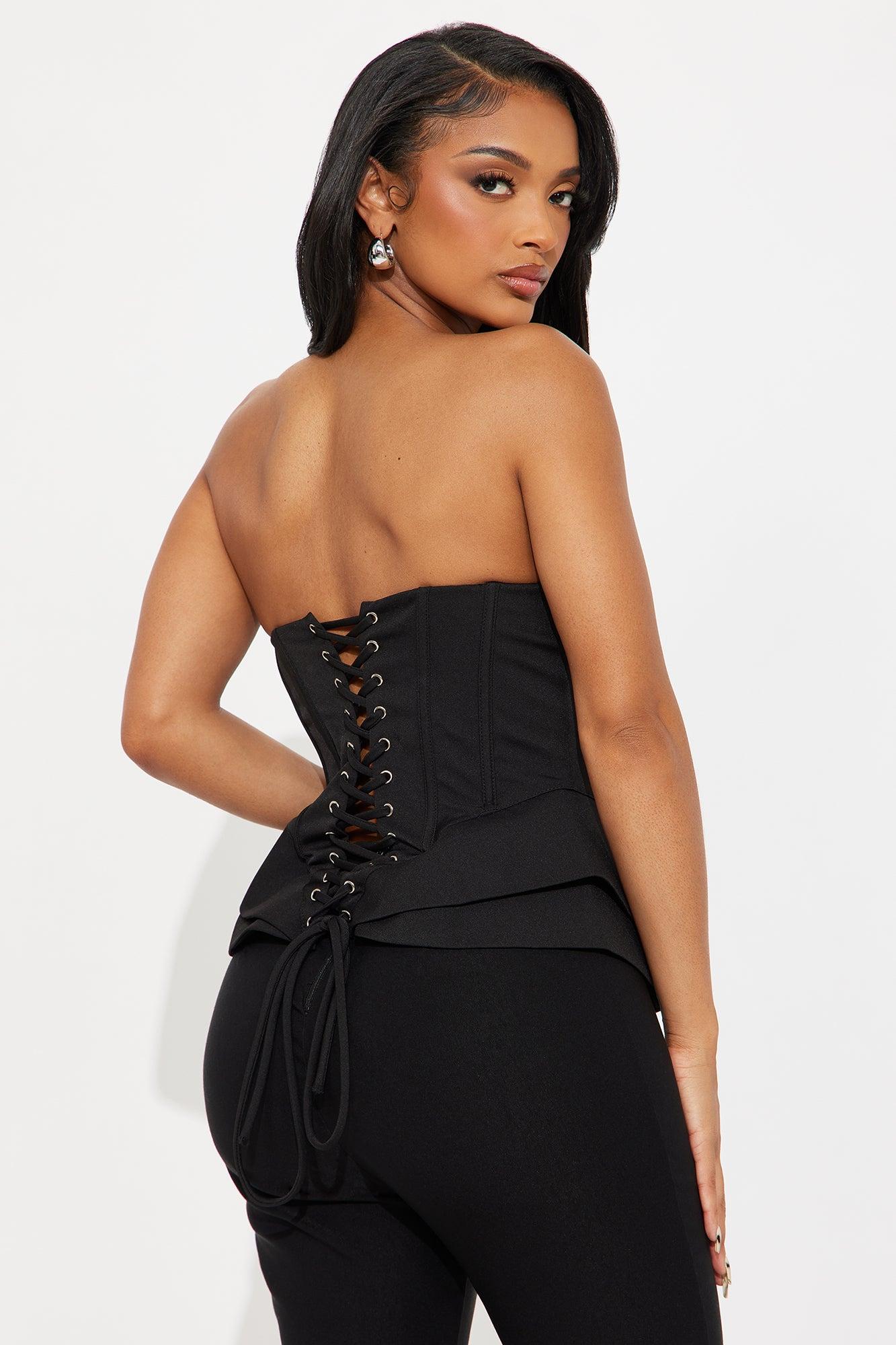 Gwendolyn Lace Up Corset Top - Black Female Product Image